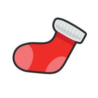 red sock with outline in flat design. vector