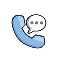 talking speech phone with outline in flat design. vector