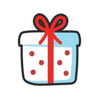 red dotted white package gift box with outline in flat design. vector