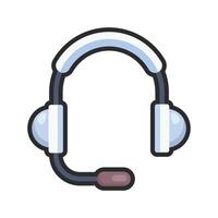 headphone with outline in flat design vector