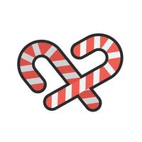 dual candy cane with outline in flat design. vector