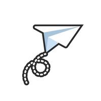 fly paper plane with outline in flat design vector