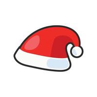 Santa clause hat with outline in flat design. vector
