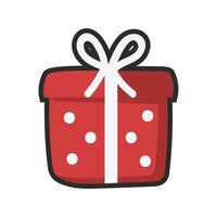 red dotted gift box with outline in flat design. vector