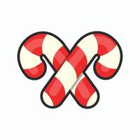 candy cane with outline in flat design. vector