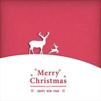 Simple and elegant illustration of a white reindeer on red background vector