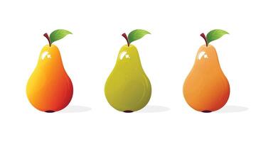 yellow green and brown pear set isolated on white background vector