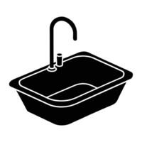 a black and white illustration of a sink vector
