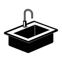 a black and white illustration of a sink vector