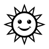 a smiling sun icon on a white background vector