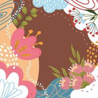 Abstract beautiful floral pattern with square shaped flowers and leaves. Beautiful floral arrangement on dark background. Unique trendy colorful colorful colorful background in neutral warm tones vector