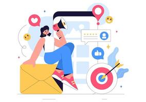 Digital Marketing Public Relations Illustration with Brand Promotion and Reputation Strategy vector