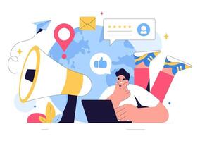 Feedback and Brand Management in Public Relations Illustration with a Digital Marketing Theme vector
