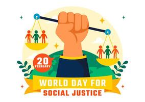 Flat Style Illustration of Social Justice Day with Equality Symbols vector