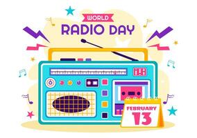 Flat Cartoon for World Radio Day Highlighting Radio and Communication vector