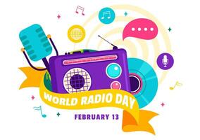 Radio as a Communication Tool for World Radio Day in Cartoon Style vector
