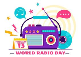 World Radio Day Flat Style with Science and Communication Elements vector