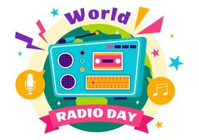 Design of World Radio Day Focusing on Media and Technology vector