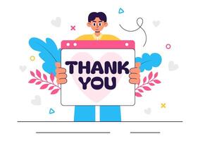 Flat Style Thank You Design with a Letter in an Envelope for Web Banners vector