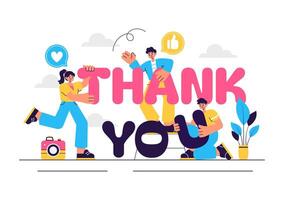 Flat Cartoon Thank You Art with an Envelope and Letter for Various Uses vector