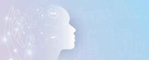 The human head is surrounded by a network of dots vector