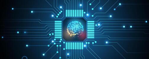the brain is connected to a computer chip vector