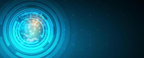 a futuristic blue background with a glowing circle vector