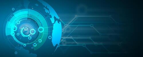 The world is surrounded by a blue globe vector