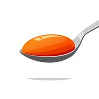 Raw egg yolk in a spoon isolated on white background. vector