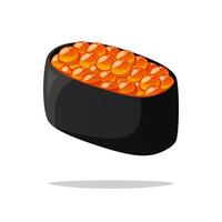 Salmon roe sushi isolated on white background. vector