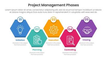 5 phase project management infographic template banner with diamond honeycomb up and down right direction with 5 point list information for slide presentation vector