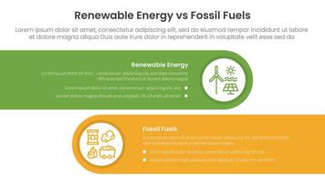 Renewable energy vs fossil fuels comparison concept for infographic template banner with horizontal round rectangle box with two point list information vector