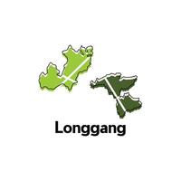 Longgang map. map of the China Country. Borders of for your infographic design template vector