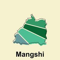 Mangshi map. map of China Country colorful design, illustration design template on white background vector