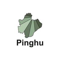 Map of Pinghu modern geometric illustration, map of China Country design template vector