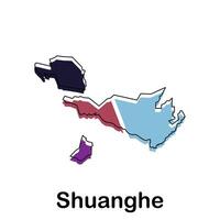 Shuanghe City map design, World Map International template with outline graphic sketch style for your company vector