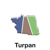 Turpan City map design, World Map International template with outline graphic sketch style for your company vector