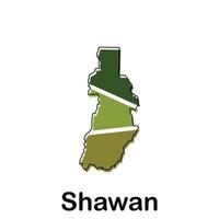 Map of Shawan City Modern Simple Geometric, illustration design template vector