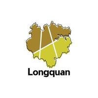 Map of Longquan modern geometric illustration, map of China Country design template vector