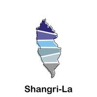 Shangri La map. map of the China Country. Borders of for your infographic design template vector