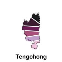 Tengchong map. map of the China Country. Borders of for your infographic design template vector