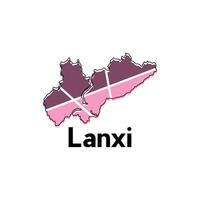 Lanxi map. map of the China Country. Borders of for your infographic design template vector