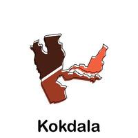 Map of Kokdala City Modern Simple Geometric, illustration design template vector