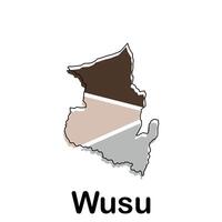 Map of Wusu City Modern Simple Geometric, illustration design template vector