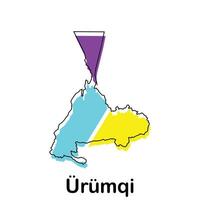 Urumqi City map design, World Map International template with outline graphic sketch style for your company vector