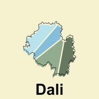 Dali map. map of China Country colorful design, illustration design template on white background vector