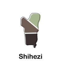 Map of Shihezi City Modern Simple Geometric, illustration design template vector