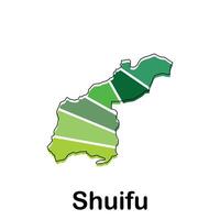 Map of Shuifu modern geometric illustration, map of China Country design template vector