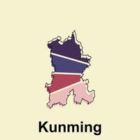 Kunming City map design, World Map International template with outline graphic sketch style for your company vector