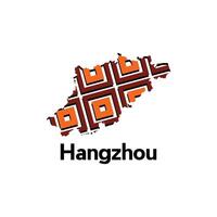 Hangzhou map. map of the China Country. Borders of for your infographic. illustration design template vector